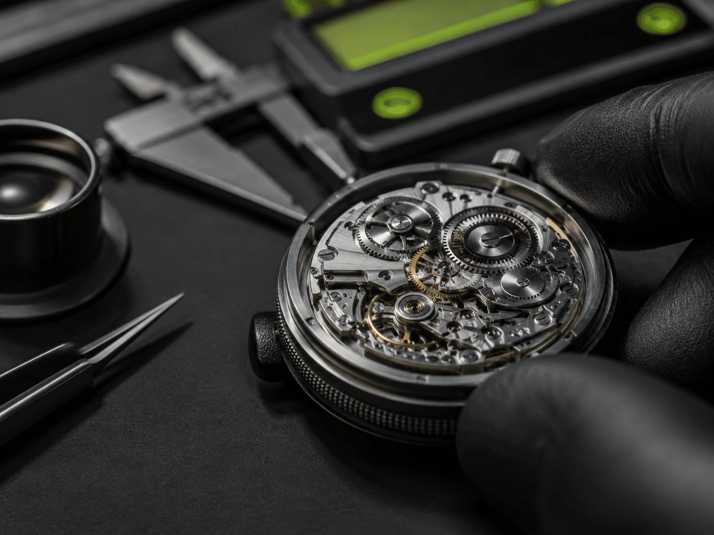 Illustration of a watch inspection, not an item-specific test record